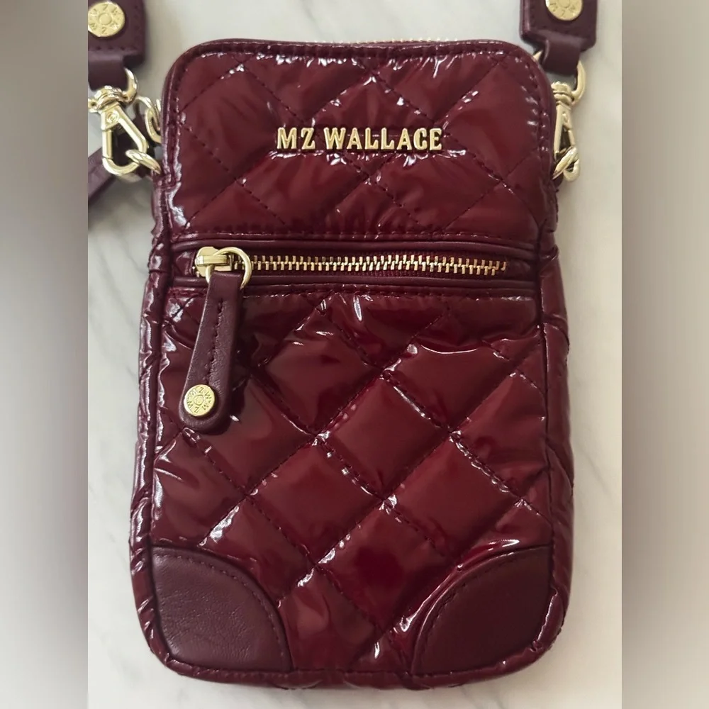 MZ Wallace Quilted Micro Crosby Crossbody Bag in Port Lacquer /Gold - Picture 3 of 11
